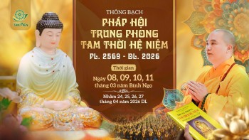 Thông bạch Pháp Hội Trung Phong Tam Thời Hệ Niệm tháng 3 2026