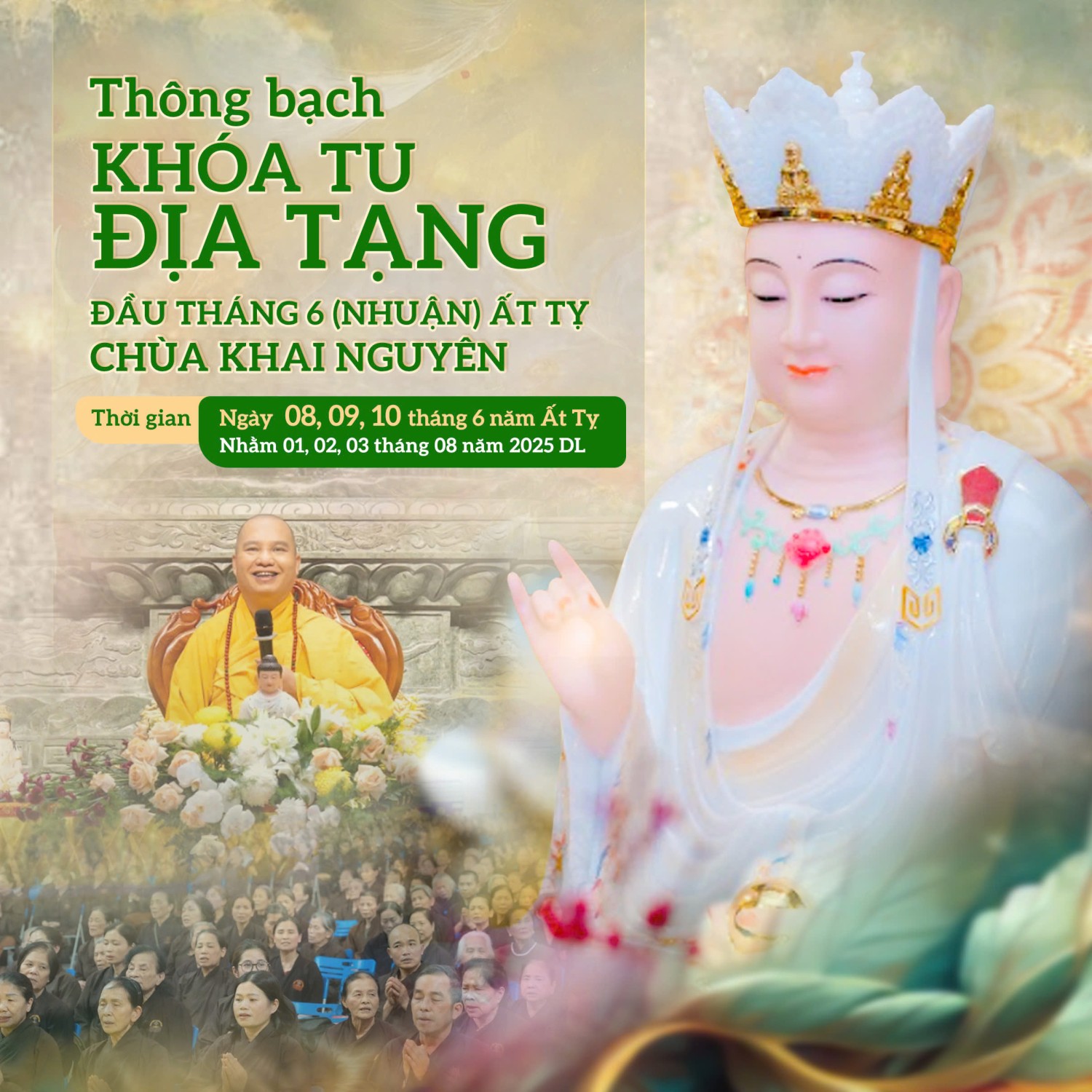 THÔNG BẠCH KHÓA TU ĐỊA TẠNG ĐẦU THÁNG 6 NHUẬN NĂM ẤT TỴ