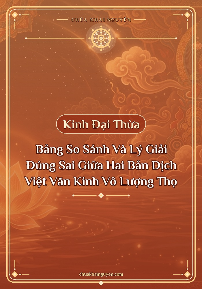 BẢNG SO SÁNH VÀ LÝ GIẢI ĐÚNG SAI GIỮA HAI BẢN DỊCH VIỆT VĂN KINH VÔ LƯỢNG THỌ