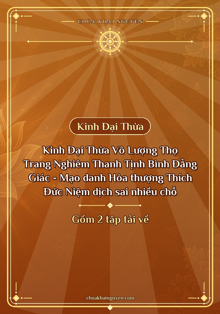 Kinh Đại Thừa Vô Lượng Thọ Trang Nghiêm Thanh Tịnh Bình Đẳng Giác - Mạo danh Hòa thượng Thích Đức Niệm dịch sai nhiều chỗ