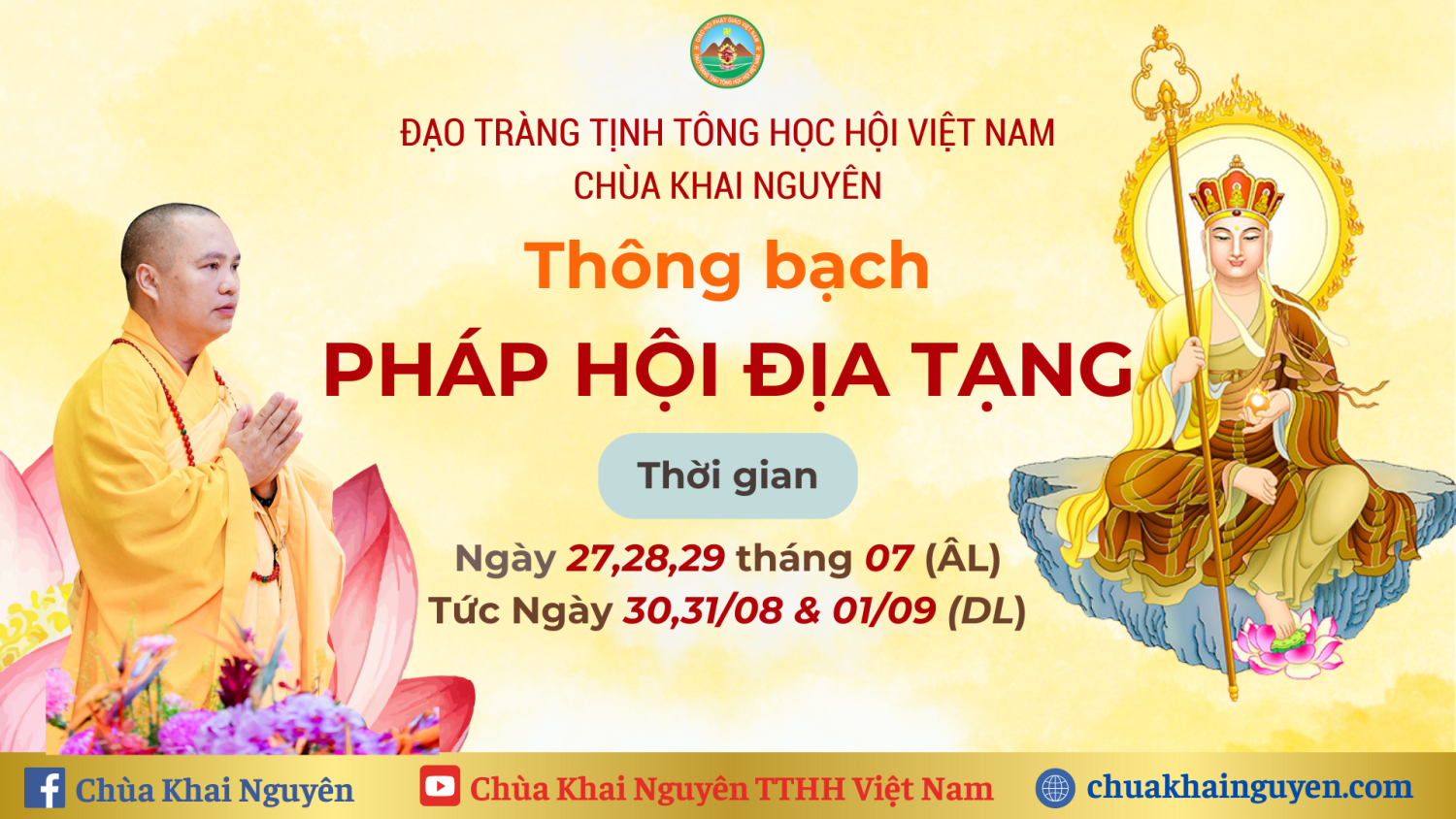 THÔNG BẠCH KHÓA TU ĐỊA TẠNG CUỐI THÁNG 07 NĂM GIÁP THÌN