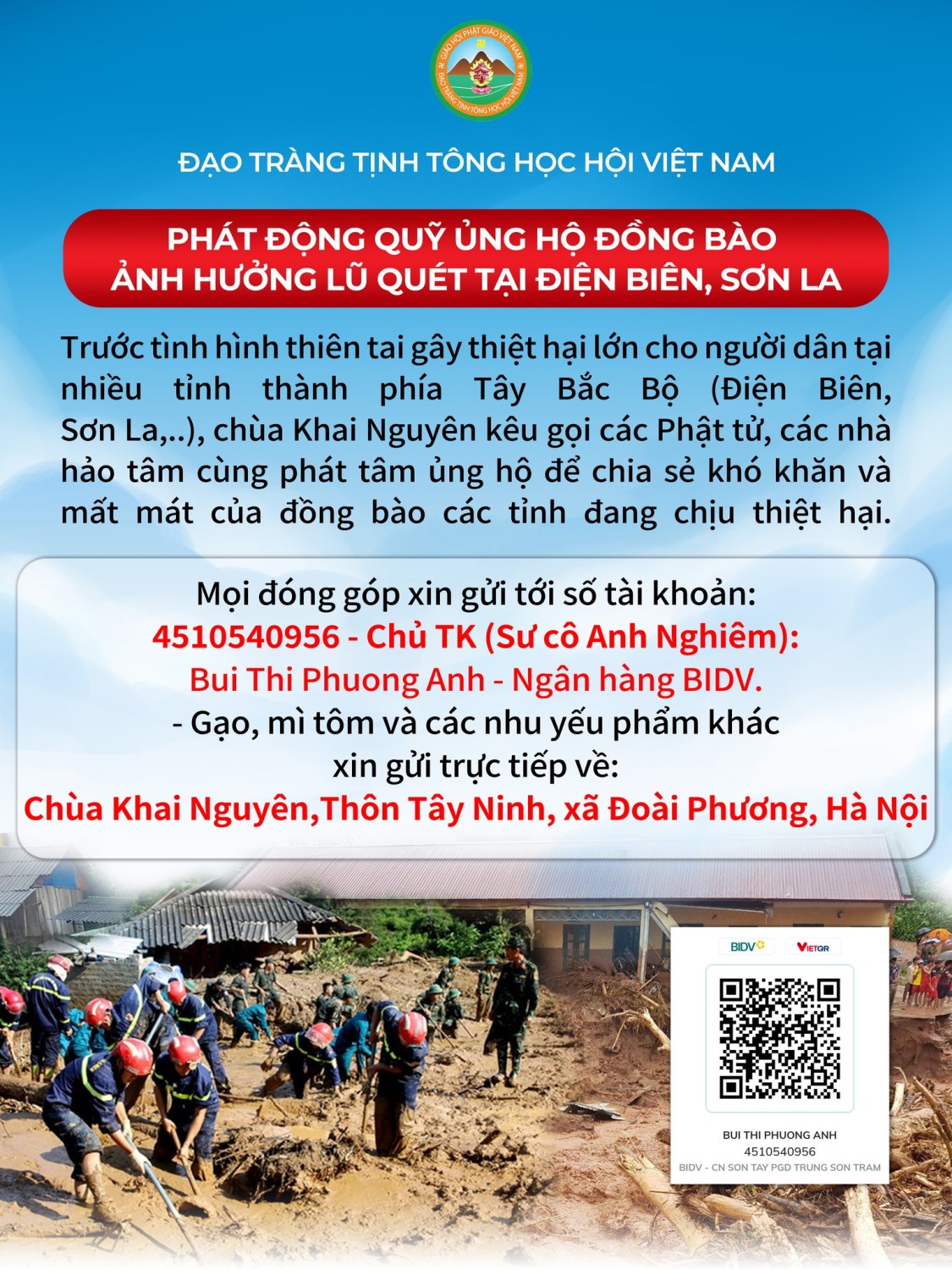THÔNG BẠCH CHUNG TAY GÂY QUỸ ỦNG HỘ, CỨU TRỢ ĐỒNG BÀO ĐANG CHỊU ẢNH HƯỞNG THIÊN TAI LŨ QUÉT