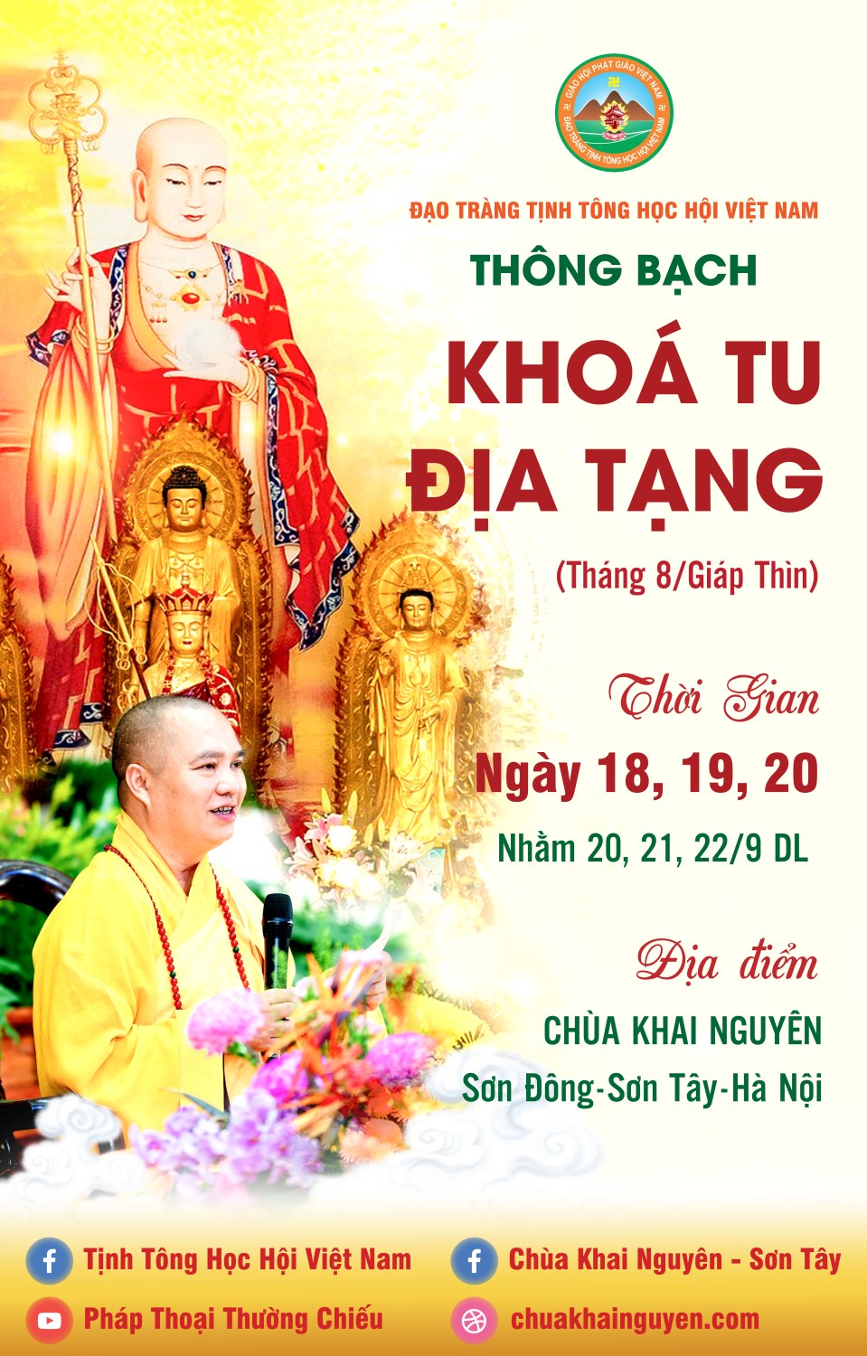 Chùa Khai Nguyên: Thông bạch Khóa tu Địa tạng tháng 8