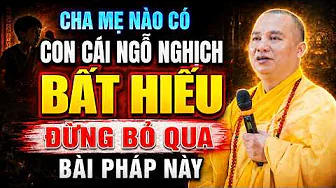 CHA MẸ NÀO ĐANG CÓ CON CÁI NGỖ NGHỊCH BẤT HIẾU ĐỪNG BỎ QUA BÀI PHÁP NÀY |  Thầy Thích Đạo Thịnh