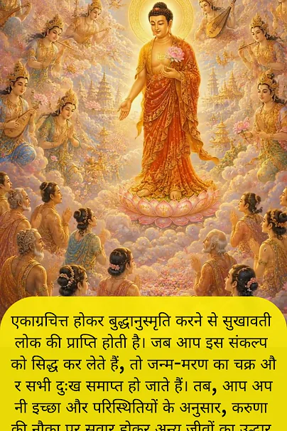 एकाग्रचित्त होकर बुद्धानुस्मृति करने से सुखावती लोक की प्राप्ति होती है। | आचार्य धम्मयश